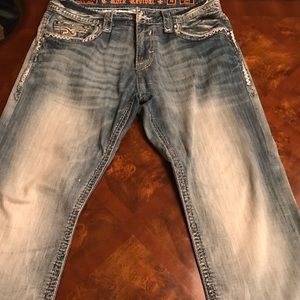 Men rock revival bootcut pants